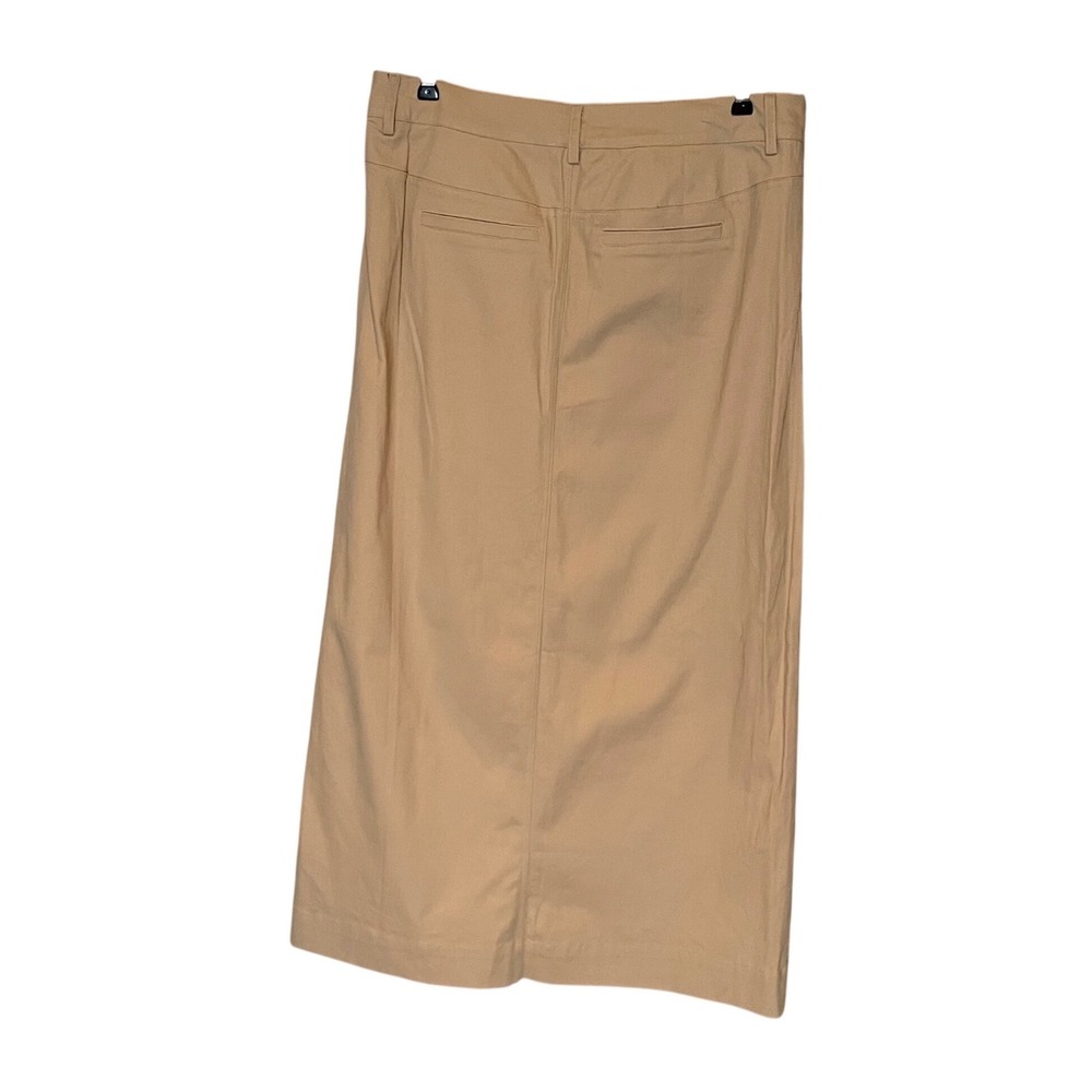 Jodifl Tan Khaki Cotton Button Front Midi Skirt NWT Size L Cottagecore Academia - Picture 2 of 6